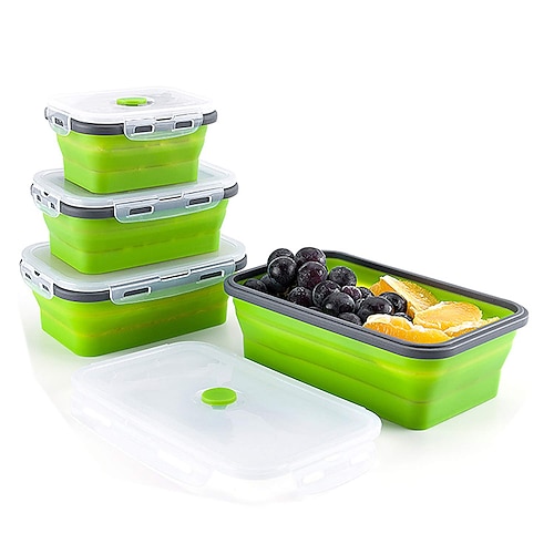 

Food Storage Containers Silicone Folding Bento Lunch Box Collapsible Foldable Microwave Meal Prep Silicone Box Reusable Lunch Box Portable Set Picnic Boxes FDA