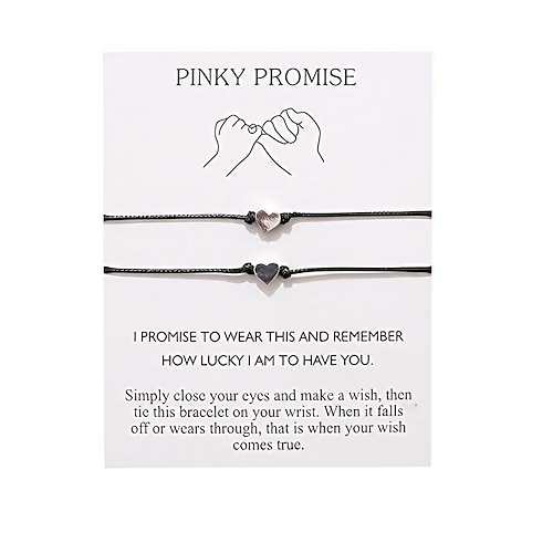 

pinky promise distance matching bracelets,for couples,best friend bracelet gifts boyfriend girlfriend,him and her,women men (heart)