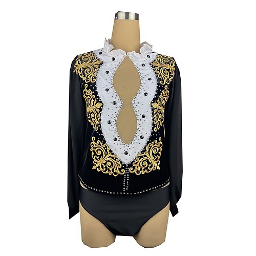 

Figure Skating Top Men's Boys' Ice Skating Outfits Top Black Spandex High Elasticity Training Competition Skating Wear Handmade Crystal / Rhinestone Long Sleeve Ice Skating Figure Skating