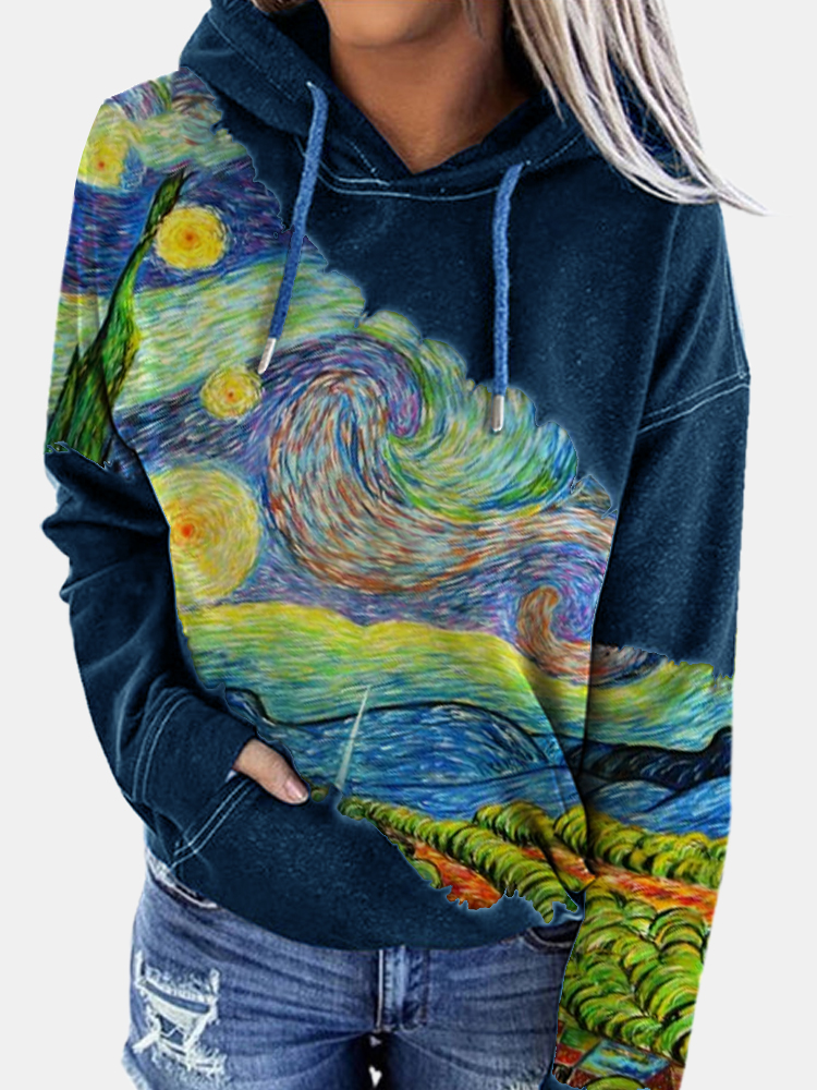 

Women's Pullover Hoodie Sweatshirt Pullover Streetwear Casual Front Pocket Black Army Green Graphic Galaxy Abstract Loose Fit Daily Hooded Long Sleeve S M L XL XXL 3XL