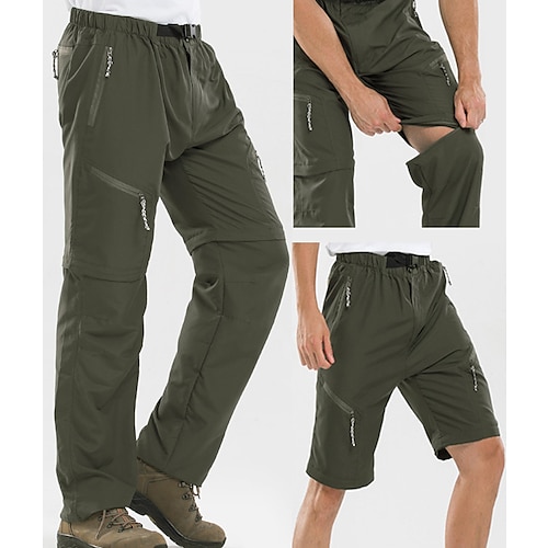 

Men's Hiking Pants Trousers Convertible Pants / Zip Off Pants Summer Outdoor Ultra Light (UL) Quick Dry Breathable Sweat wicking Pants / Trousers Bottoms Army Green Light Grey Khaki Black Hunting