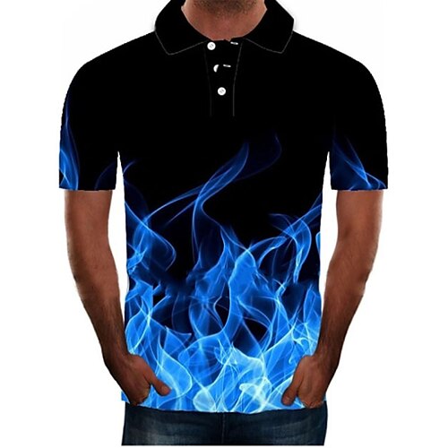 

Men's Collar Polo Shirt Golf Shirt Tennis Shirt Graphic 3D Collar Shirt Collar Green Blue Purple Yellow Orange 3D Print Plus Size Daily Going out Short Sleeve Clothing Apparel Streetwear Exaggerated