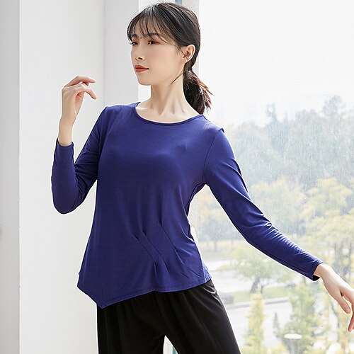 

Activewear Top Ruching Solid Women's Training Performance Long Sleeve Modal