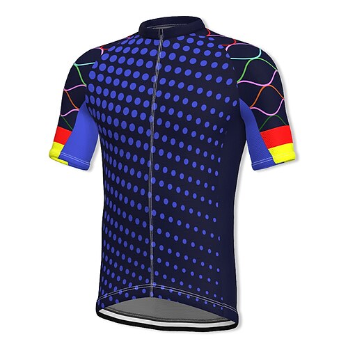 

21Grams Men's Cycling Jersey Short Sleeve Bike Jersey with 3 Rear Pockets Mountain Bike MTB Road Bike Cycling Sunscreen Breathability Reflective Strips Sweat wicking Navy Green Purple Gradient