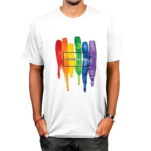 

Herre T-shirt Skjorte Pride skjorte Grafisk Regnbue Bogstaver Rund hals Varm Stempling Normal Daglig Ferie Kortærmet Trykt mønster Tøj Sport Afslappet