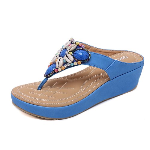 

Women's Sandals Boho Bohemia Beach Wedge Sandals Wedge Heel Round Toe Open Toe Elegant Casual Daily Office Walking Shoes PU Leather Loafer Spring Summer Solid Colored Almond Black Burgundy