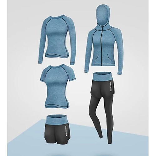 

Per donna 5 pezzi Set di Abbigliamento Sportivo Set di Abbigliamento Fitness Set di allenamento Inverno Di tendenza Abito completo Completo tuta Borgogna Blu Elastene Fitness Allenamento in palestra