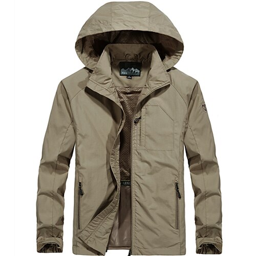

Men's Hiking Softshell Jacket Hiking Windbreaker Summer Outdoor Waterproof UV Sun Protection Quick Dry Lightweight Jacket Top Fishing Climbing Running khaki Green Black Dark Blue