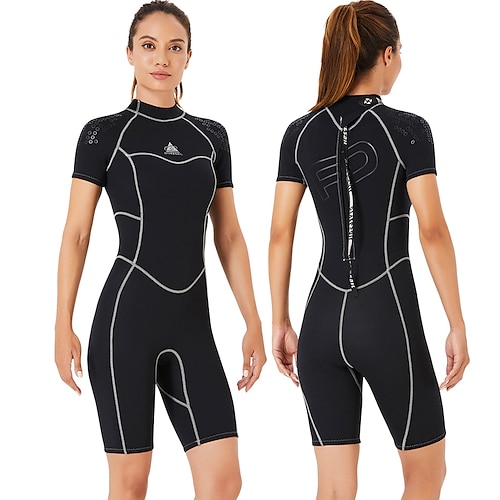 

Dive&Sail Women's Shorty Wetsuit 3mm SCR Neoprene Diving Suit Thermal Warm UV Sun Protection Quick Dry High Elasticity Short Sleeve Back Zip - Swimming Diving Surfing Snorkeling Solid Color Autumn