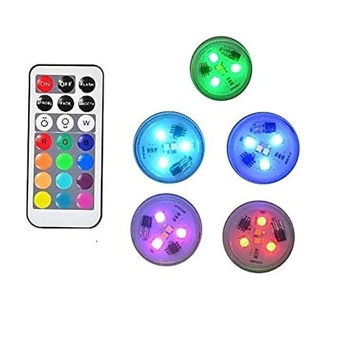 

5pcs Remote Controlled RGB Submersible Light Battery Operated Underwater Night Lamp Vase Bowl Outdoor Garden Wedding Party Decoration