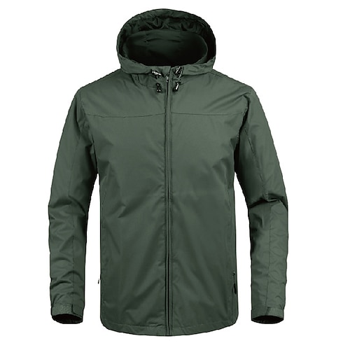 

Men's Hoodie Jacket Hunting Jacket Hooded Outdoor Windproof Breathable Lightweight Spring Autumn Solid Colored Jacket Top Polyester Hunting Camping Training Navy Black Green / Combat