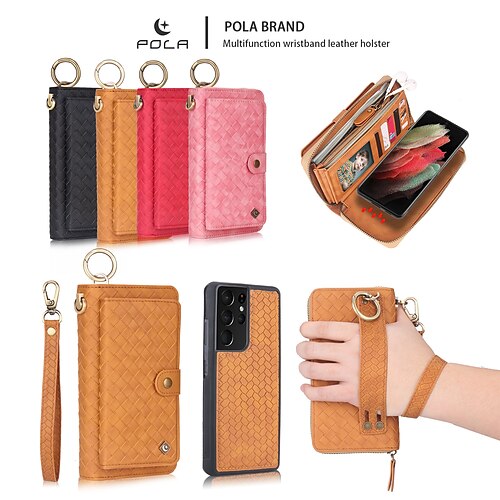 

Phone Case For Samsung Galaxy Full Body Case Wallet Card S22 S21 Plus S22 S21 Ultra S22 S21 S20 S20 Plus S20 ultra S9 S9 Plus S8 Plus S8 Wallet Card Holder Shockproof Solid Color TPU PC