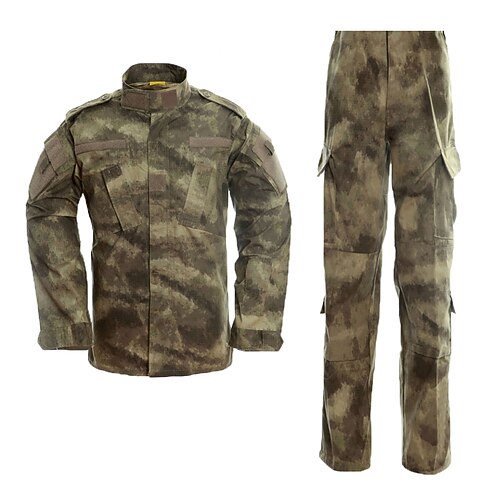 

Men's Hunting Jacket with Pants Outdoor Waterproof Ventilation Wearproof Fall Spring Camo / Camouflage Cotton Black suit Jungle camouflage suit Army green suit