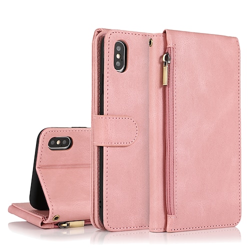 

Phone Case For Apple Full Body Case Leather Wallet Card iPhone 14 Pro Max 14 Plus 13 12 11 Pro Max Mini X XR XS Wallet Card Holder with Stand Solid Colored TPU PU Leather