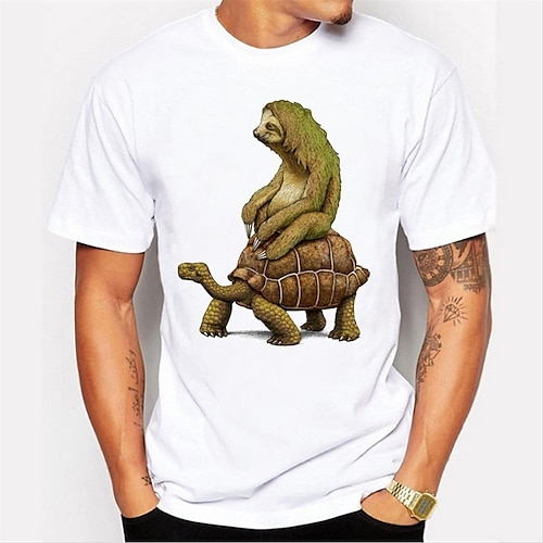 

Men's Unisex T shirt Tee Shirt Tee Animal Tortoise Round Neck Green and Black White / Green Silver white Black yellow Yellow Print Plus Size Short Sleeve Print Clothing Apparel Basic Designer Casual