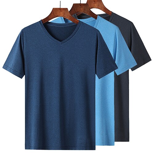 

Men's T shirt Hiking Tee shirt Short Sleeve Tee Tshirt Top Outdoor Quick Dry Lightweight Breathable Sweat wicking Summer Dark Grey Sky Blue Navy Blue Running
