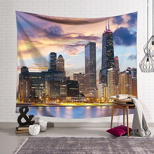 

Wall Tapestry Art Decor Blanket Curtain Hanging Home Bedroom Living Room Decoration Polyester City Lights