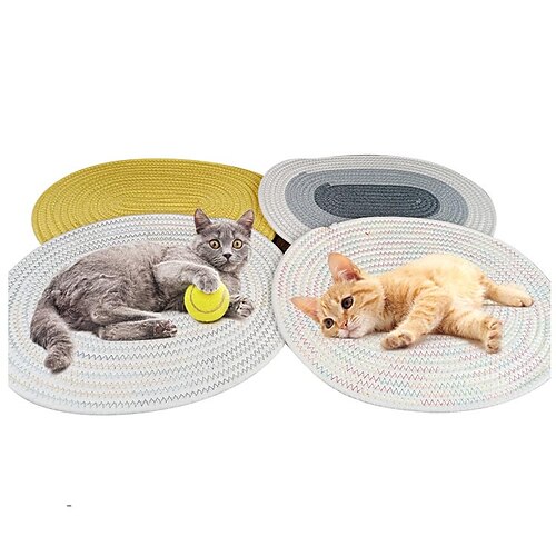 

Dog Cat Cat Scratcher Mat Cat Scratching Carpet Pad Color Block Donuts Relieves Stress Washable Scratch Resistant For Indoor Use Cotton for Large Medium Small Dogs and Cats