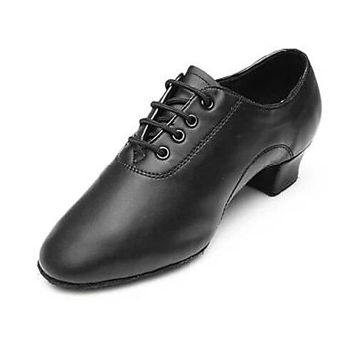 Men's Latin Shoes Ballroom Shoes Sneaker Split Sole Chunky Heel Black Lace-up Kid's