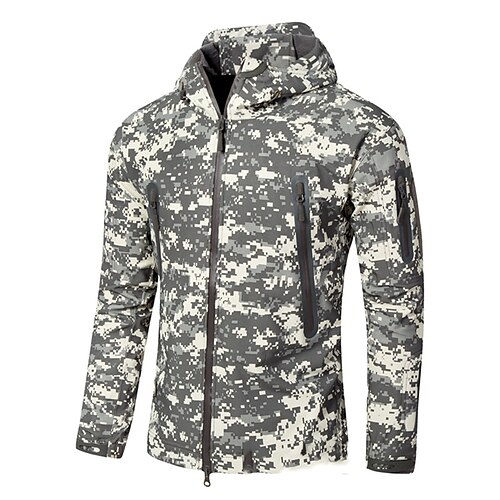 

Men's Hoodie Jacket Hunting Fleece Jacket Hooded Outdoor Windproof Warm Breathable Wearproof Fall Winter Spring Camo Solid Colored Jacket Polyester Camping / Hiking Hunting Training Digital Desert