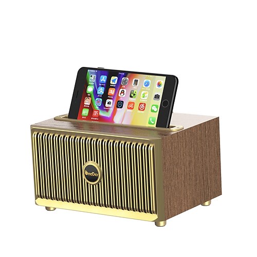 

OneDer V6 V5.0 Vintage Retro Speaker Wooden Wireless Speaker With Phone holde