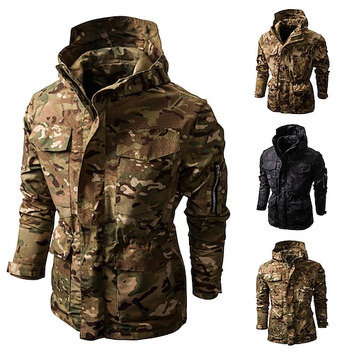 

men's m65 field jacket military tactical jacket camo hoodie jacket soft shell camouflage outdoor hunting outwear