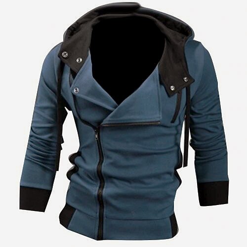 

men's slim fit long sleeve hooded jacket grey xxl