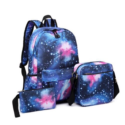 

Kids Unisex Backpack School Bag Rucksack Waterproof Backpack Oxford Cloth 3D Print Galaxy Large Capacity Zipper Causal Traveling Fashion red three-piece suit Fresh green three-piece suit Rose red