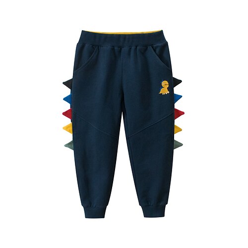 

Kids Boys Pants Solid Colored Active Embroidered Cotton 2-9 Years Navy Blue Gray