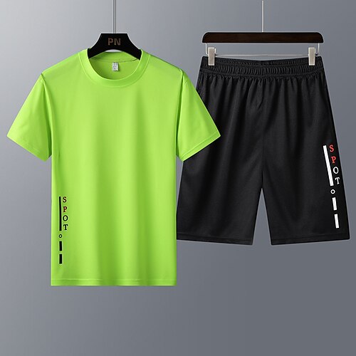 

Men's Hiking Tee shirt with Shorts Short Sleeve Tee Tshirt Clothing Suit Outdoor Breathable Quick Dry Lightweight Sweat wicking Summer 2 Piece Polyester 2013 black 2013 white 2013 gray Camping