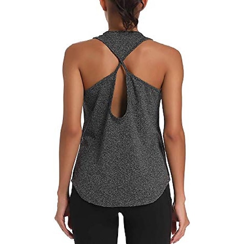 Womens Workout Tops Loose Fit Racerback Yoga Shirts Gym Exercise Athletic  Sleeveless Open Back Running Sports Tank Tops Deep Grey X-Large 2024 -  $14.49