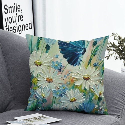 

1 pcs Polyester Pillow Cover Pillow Cover & Insert, Floral&Plants Simple Classic Square Zipper Polyester Traditional Classic Outdoor Cushion for Sofa Couch Bed Chair