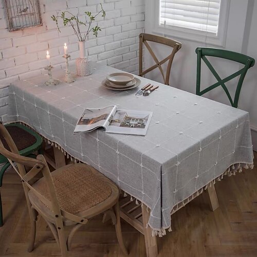 Hosonson Plaid Rectangle Table Cloth 60x84 Inch  Waterproof Holiday Decoration Tablecloth  Reusable Wipable Fabric Table Linen Cover for Kitchen,  Indoor and Outdoor