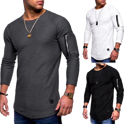 

Men's Plaid Shirts Full Sleeve Black Top Shirt Designer Long T shirt Solid Color Easy to Match Daily Street Wear Winter Basics For Men