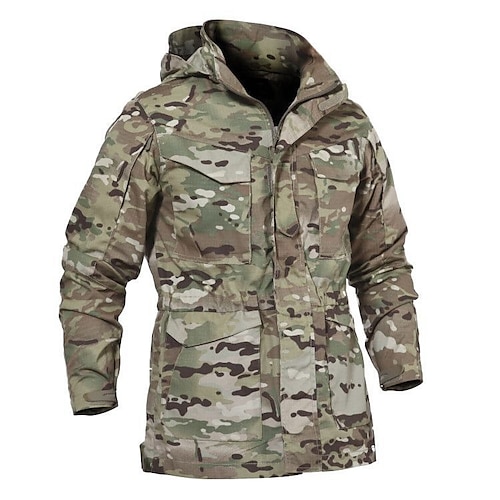 

Men's Hoodie Jacket Hunting Jacket Hooded Outdoor Waterproof Windproof Wearproof Fall Spring Summer Camo Solid Colored Jacket Cotton Polyester Camping / Hiking Hunting Training Python Black Yellow