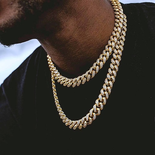 

Cuban Chain Link Necklace Iced Out Necklace Hip Hop Chain Gold Silver Rose Gold 45/50/55/60 cm Necklace Jewelry 1pc For Men