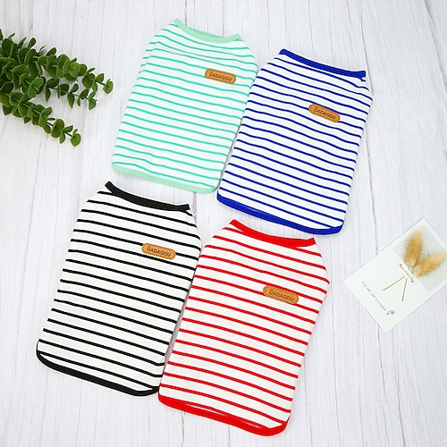 

Dog Cat Shirt / T-Shirt Vest Stripes Basic Adorable Cute Dailywear Casual / Daily Dog Clothes Puppy Clothes Dog Outfits Breathable Black Red Blue Costume for Girl and Boy Dog Cotton XS S M L XL XXL