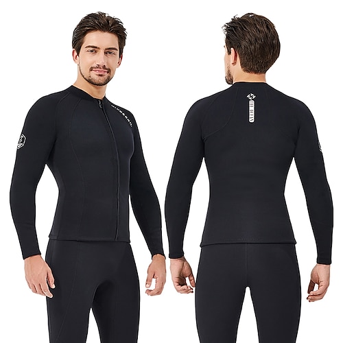 

Dive&Sail Men's Wetsuit Top Wetsuit Jacket 2mm SCR Neoprene Top Thermal Warm Anatomic Design Quick Dry High Elasticity Long Sleeve Front Zip - Swimming Diving Surfing Solid Colored Autumn / Fall