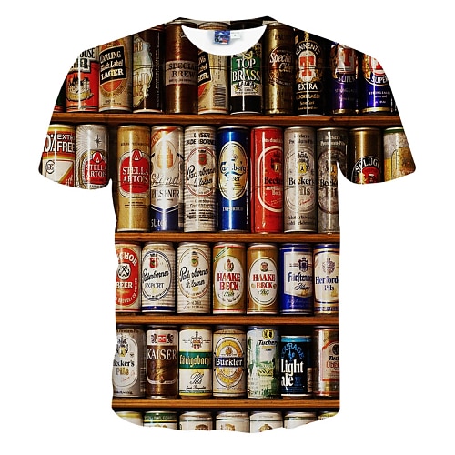 

Men's Shirt T shirt Tee Funny T Shirts Graphic Beer Round Neck White 3D Print Daily Short Sleeve Print Clothing Apparel Active