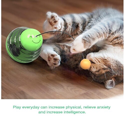 YINGBO Juguete para Gatos con Figuras de Dibujos Animados Bola de Vaso dispensador de Alimentos 3 en 1 Juguete Giratorio Interactivo automático con Cazador de luz giratoria
