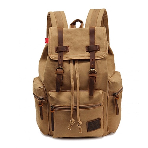 

Men's School Bag Bookbag Commuter Backpack Canvas Large Capacity Zipper Daily Black Blue Gray Yellow Army Green