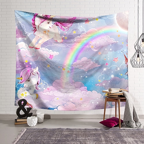 

Wall Tapestry Art Decor Blanket Curtain Hanging Home Bedroom Living Room Decoration Polyester Color Unicorn Cute