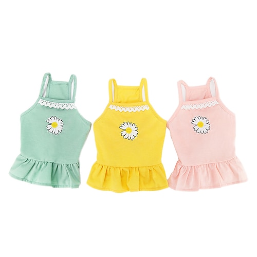 

Dog Cat Dress Vest Flower Basic Adorable Cute Dailywear Casual / Daily Dog Clothes Puppy Clothes Dog Outfits Breathable Yellow Pink Green Costume for Girl and Boy Dog Cotton XS S M L XL