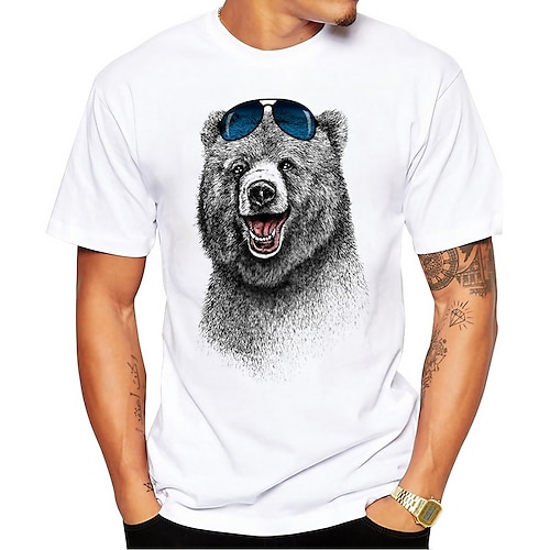 

Herren T Shirt Hemd Cooles Hemd Tier Bär Rundhalsausschnitt Print Übergröße Kurzarm Bedruckt Bekleidung Designer Brautkleider schlicht Neuheit Wesentlich