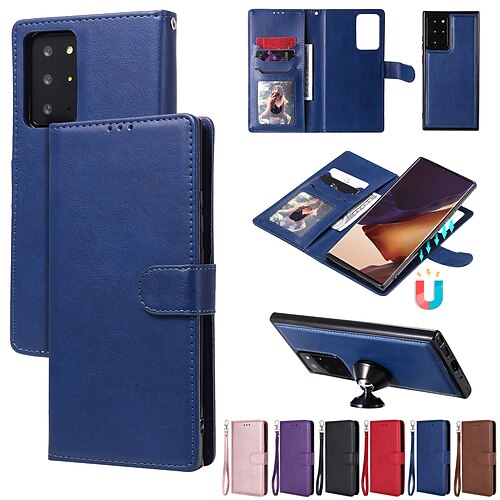 

Phone Case For Samsung Galaxy S22 Ultra Plus Full Body Case Leather Wallet Card S20 Note 20 Ultra S10 S10 Plus S10 Lite A70 Wallet Card Holder Shockproof Solid Color PU