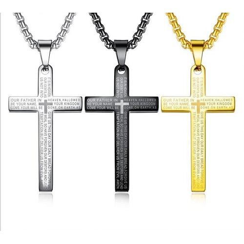 

1pc Pendant Necklace For Men's Anniversary Street Birthday Party Titanium Steel Cross