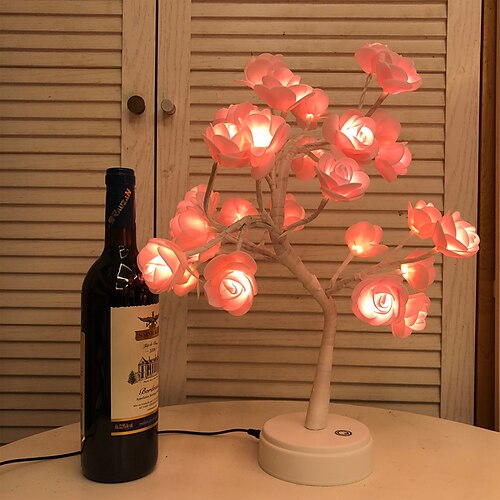 

rose blomst led lampe nattlys rosetre bryllup bursdag valentinsdag nyttår 1 sett