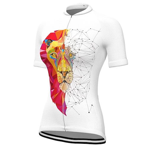 

21Grams Women's Cycling Jersey Short Sleeve Bike Jersey Top with 3 Rear Pockets Mountain Bike MTB Road Bike Cycling Fast Dry Breathable Quick Dry Moisture Wicking White Lion Polyester Spandex Sports