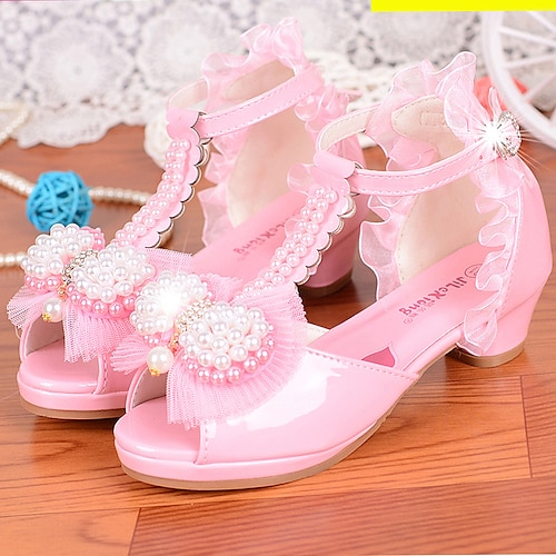 

Girls' Sandals Flower Girl Shoes Princess Shoes School Shoes Rubber PU Little Kids(4-7ys) Big Kids(7years ) Daily Party & Evening Walking Shoes Pearl Sparkling Glitter Buckle White Pink Fall Spring