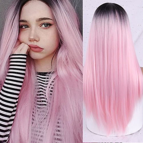 

Pink Wigs for Women Synthetic Wig Natural Straight Middle Part Wig Pink Medium Length A1 A2 A3 A4 A5 Synthetic Hair Cosplay Party Fashion Pink Black ChristmasPartyWigs